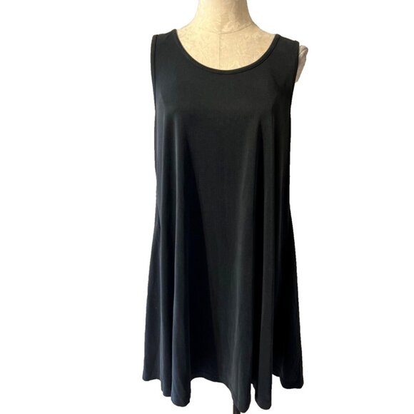 Sigrid Olsen Dress L Large Dark Gray Cutout Back Washable Sleeveless Stretch NWT - Picture 1 of 5